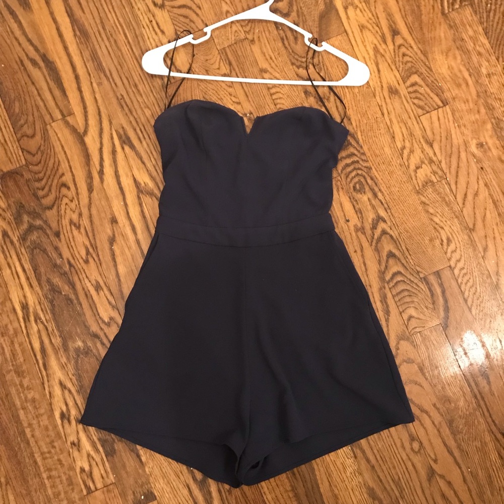 Navy strapless romper
